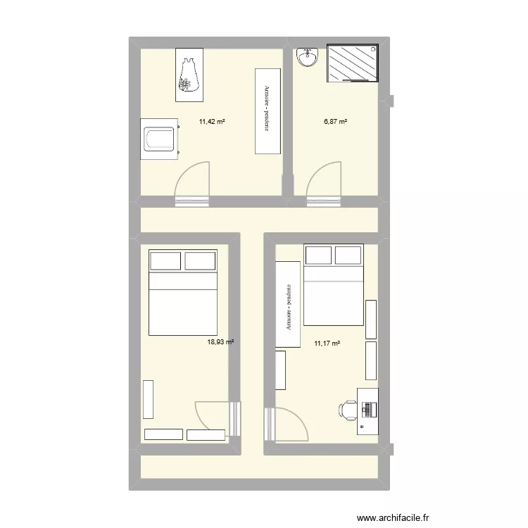 eperlecque etage. Plan de 4  et 48 m²