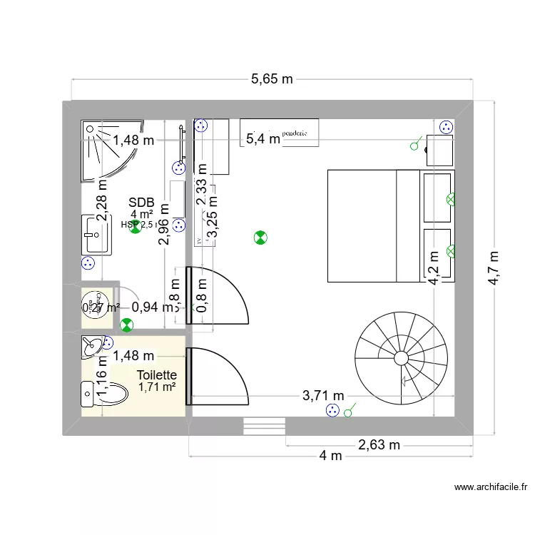 GRENIER. Plan de 3  et 6 m²