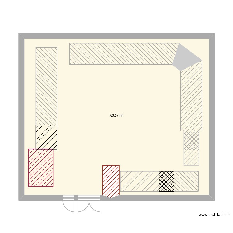 amir. Plan de 1 pièce et 64 m2