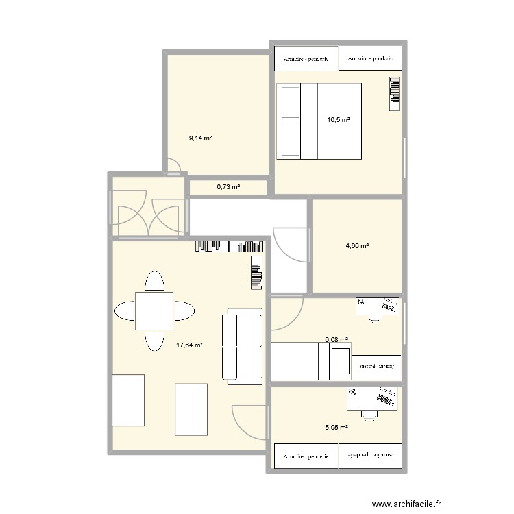 Plan_house_2. Plan de 7 pièces et 55 m2