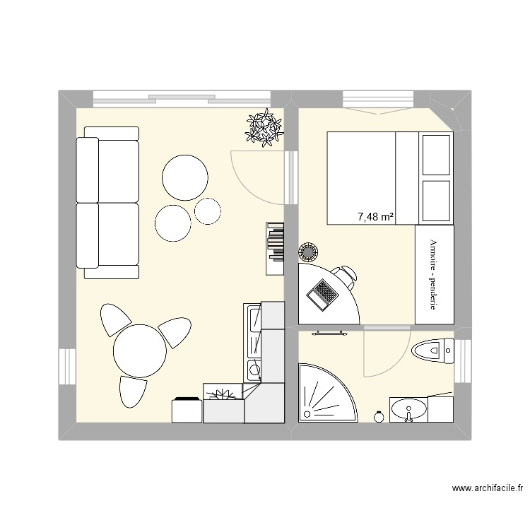 studio3. Plan de 4 pièces et 25 m2