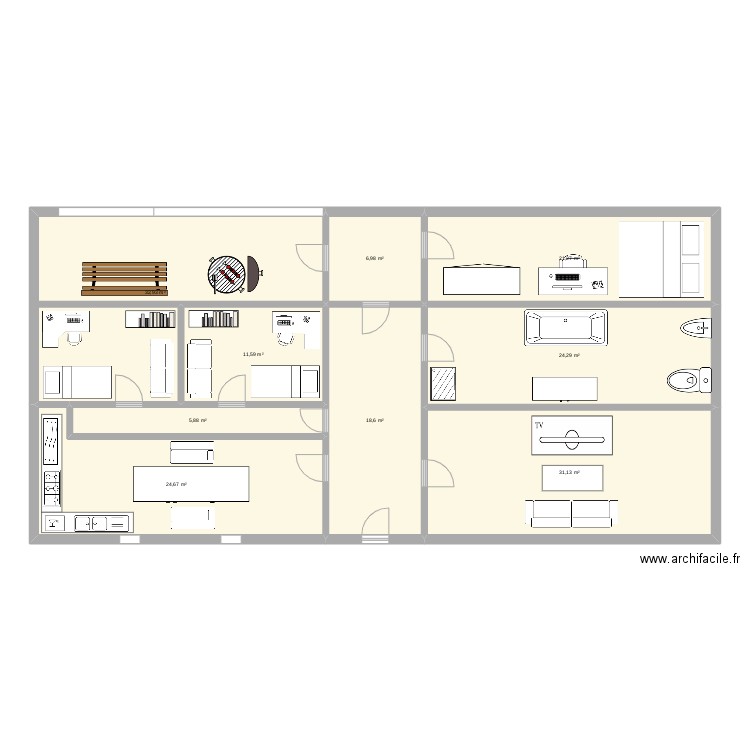 hjcjjc. Plan de 9 pièces et 177 m2