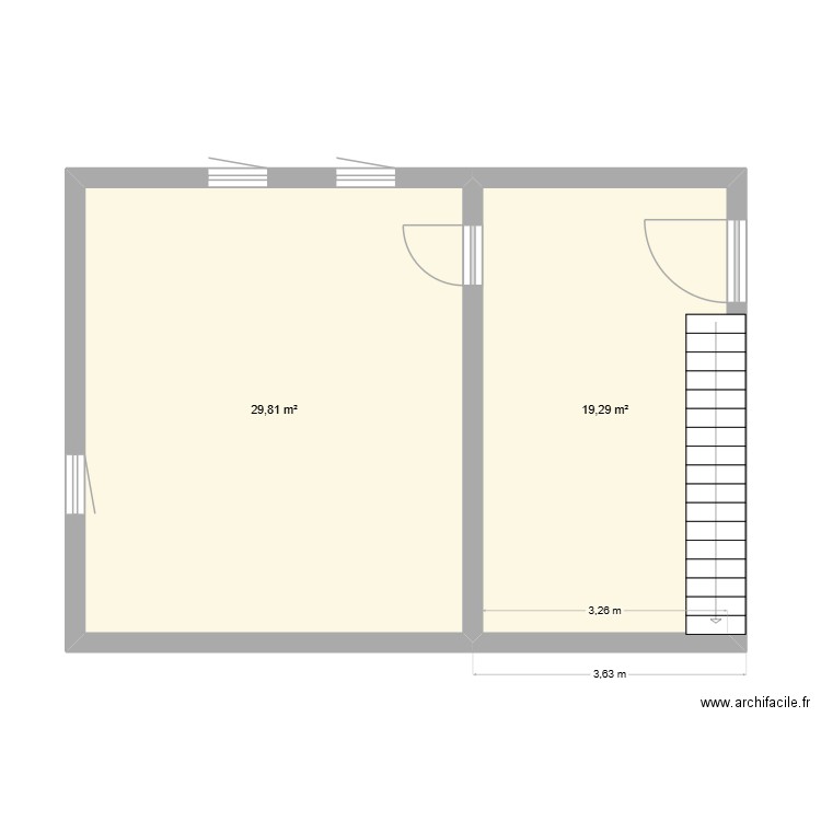 Benjamin pro 2. Plan de 2 pièces et 49 m2