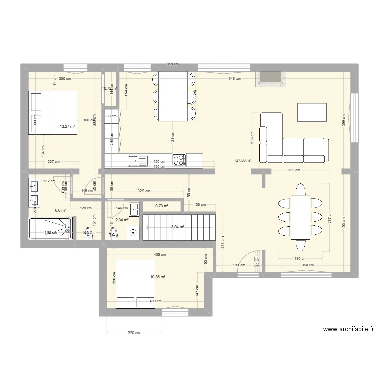 clem modif. Plan de 8 pièces et 105 m2