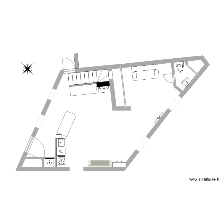 Crotelles Réel 2. Plan de 4 pièces et 53 m2