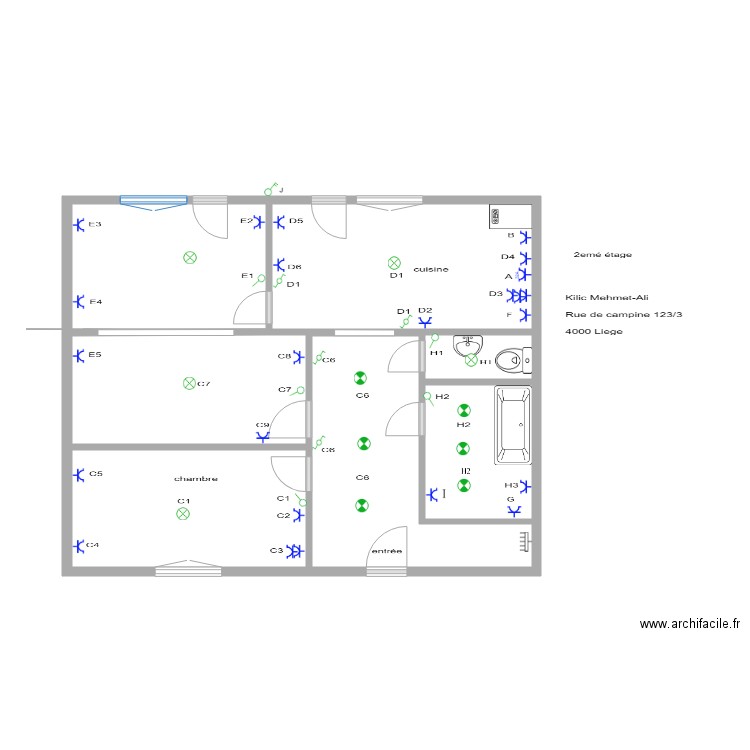 campine. Plan de 6 pièces et 36 m2