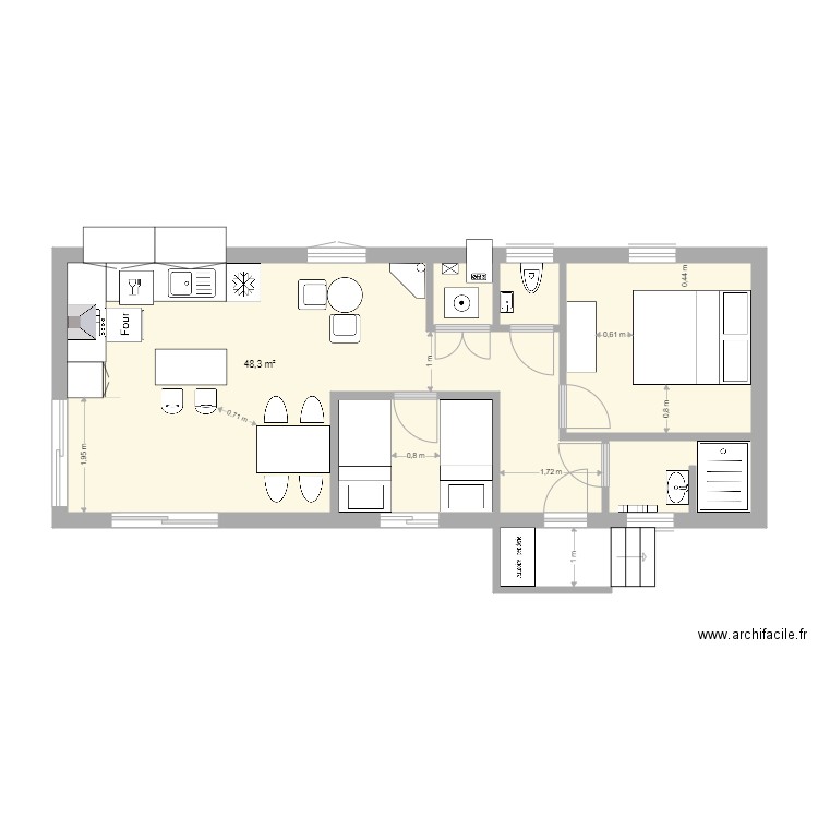 Projet mobilhome. Plan de 1 pièce et 48 m2