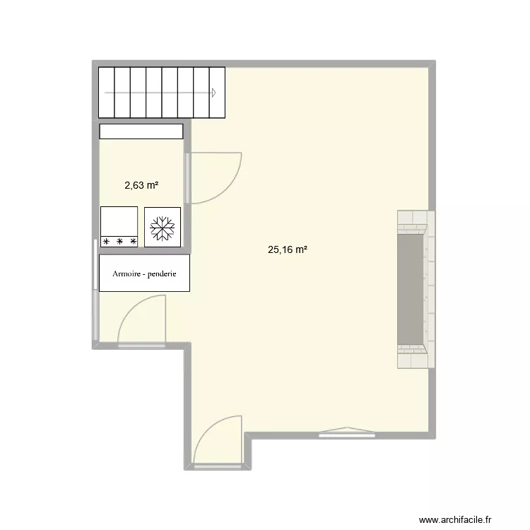 salle jeu. Plan de 2 pièces et 28 m²