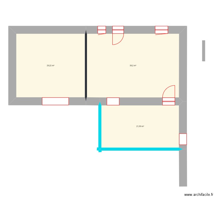 Cosman bb2. Plan de 3 pièces et 90 m2
