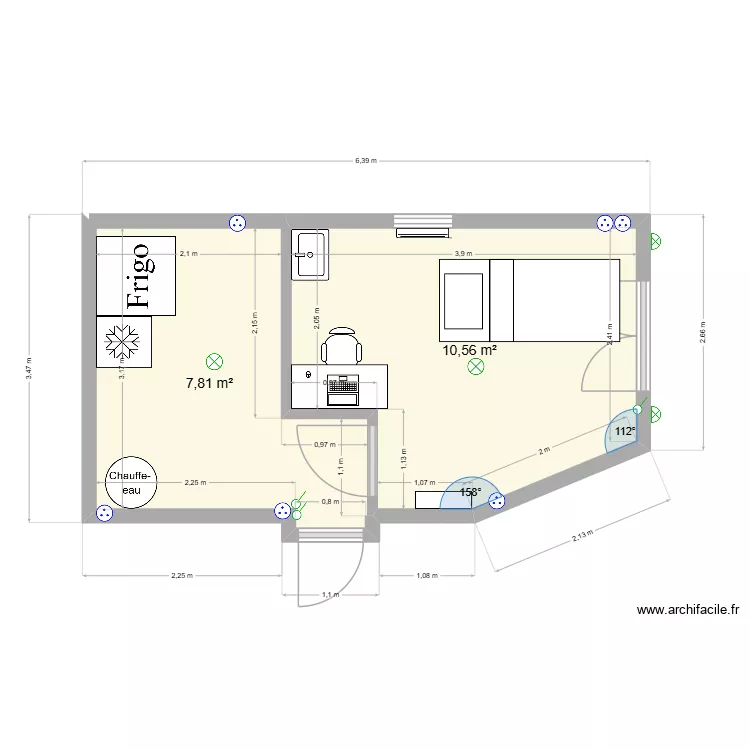 Bureau Flo. Plan de 2  et 18 m²