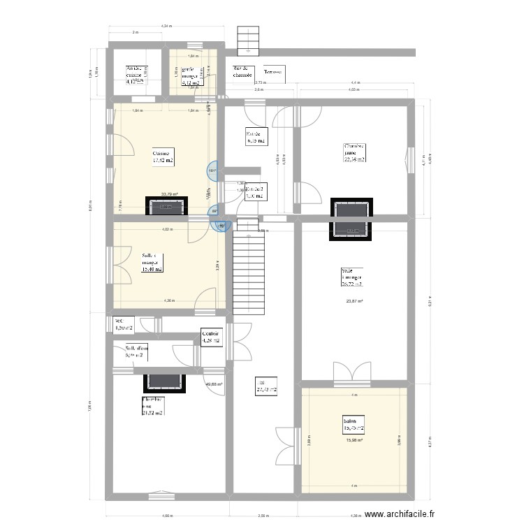 MAISON. Plan de 4 pièces et 123 m2
