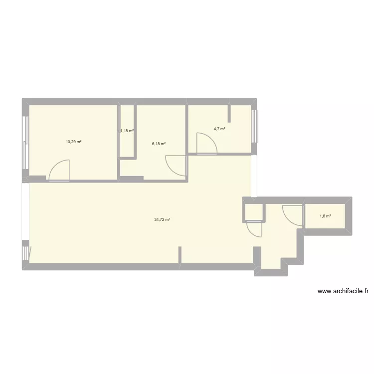 apt mams. Plan de 6 pièces et 59 m²