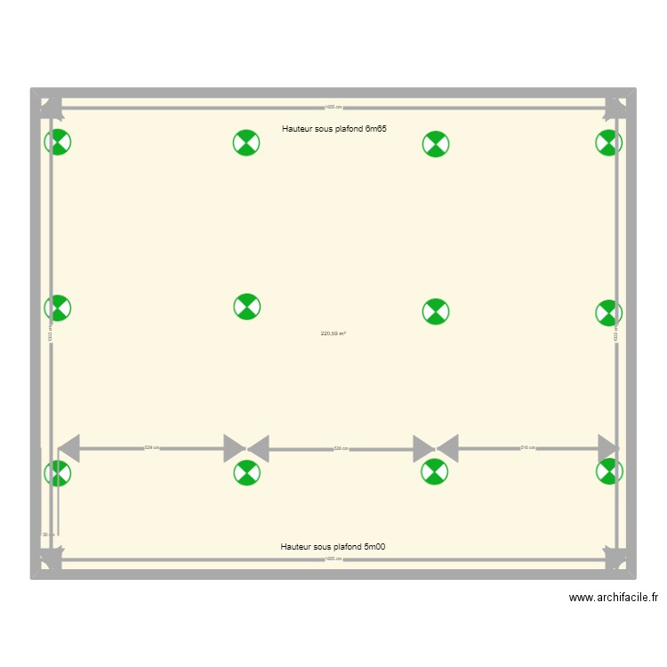 dian. Plan de 1 pièce et 221 m2