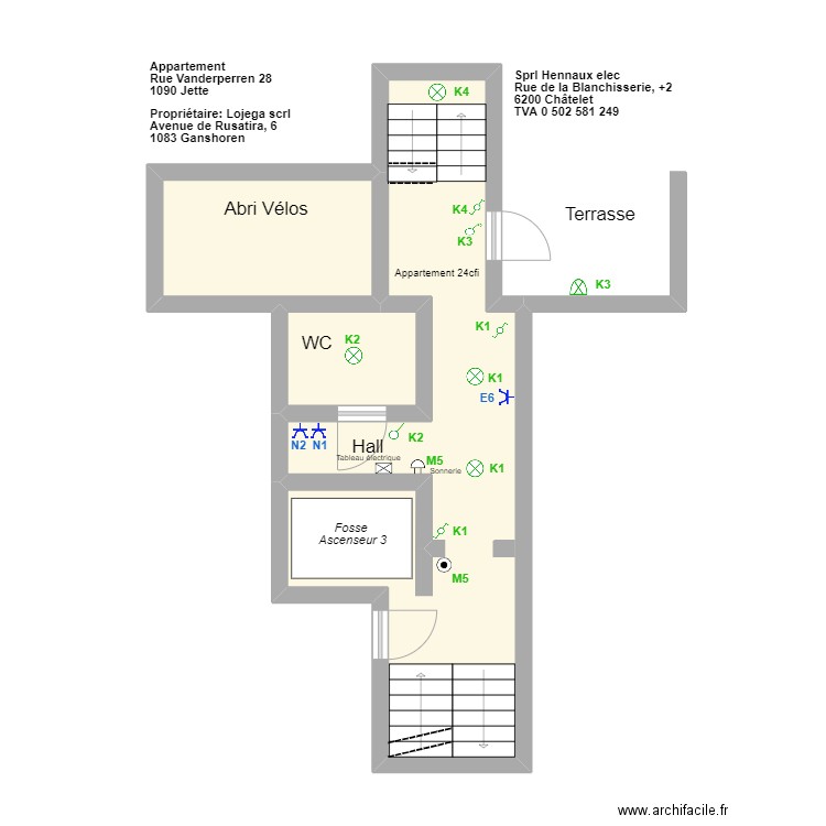 plan de situation appartement 28 cfi Niveau Rez (). Plan de 3 pièces et 33 m2