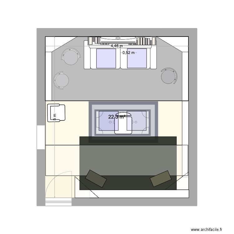 croom. Plan de 1 pièce et 22 m2