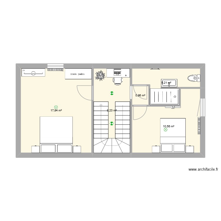 étage sanvigne. Plan de 5 pièces et 44 m2