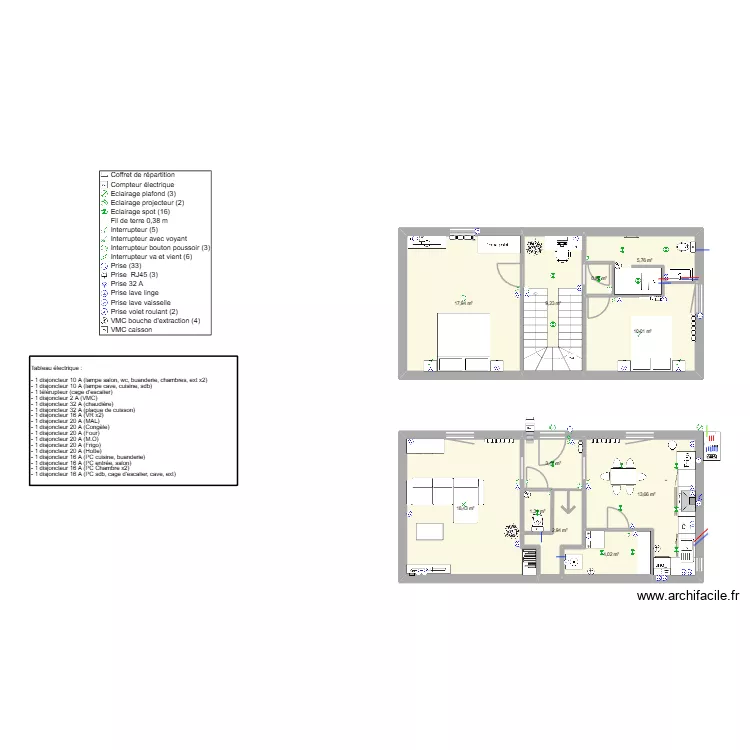 &eacute;tage sanvigne. Plan de 11 pièces et 88 m²