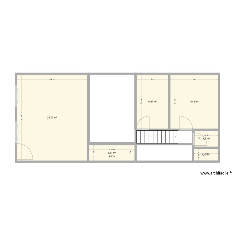 maison 1 er. Plan de 6 pièces et 46 m2