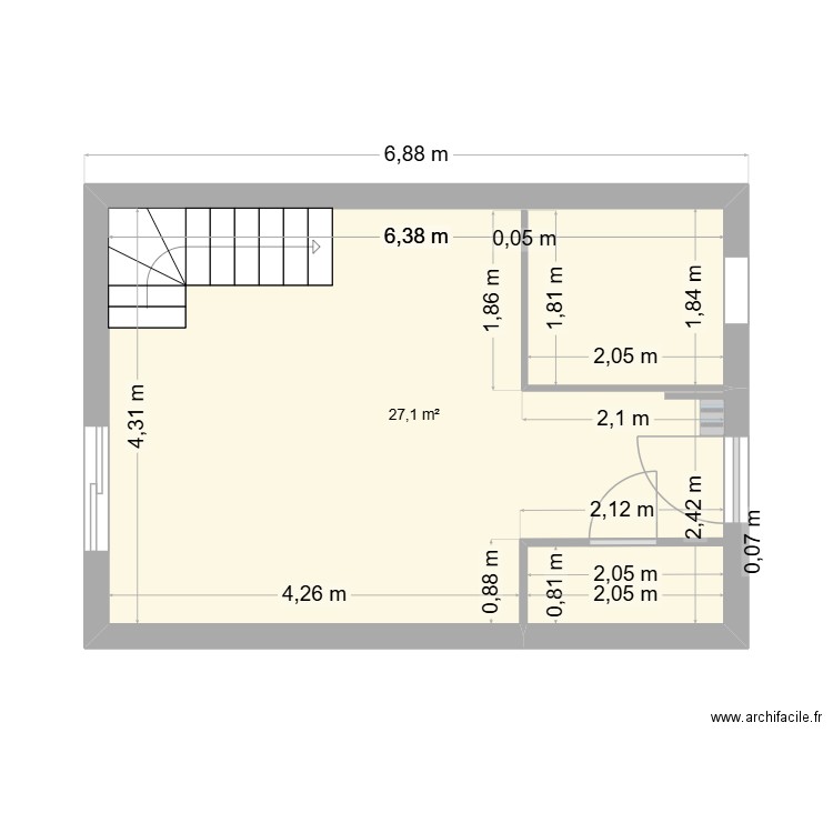 la turballe. Plan de 1 pièce et 27 m2