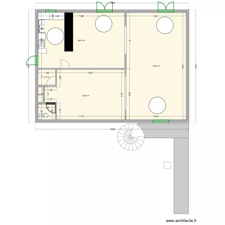 confo erp. Plan de 5  et 122 m²