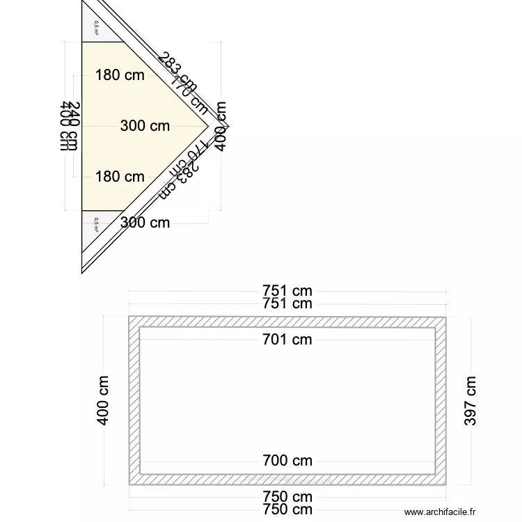 Gis&egrave;le fa&ccedil;ade sud. Plan de 