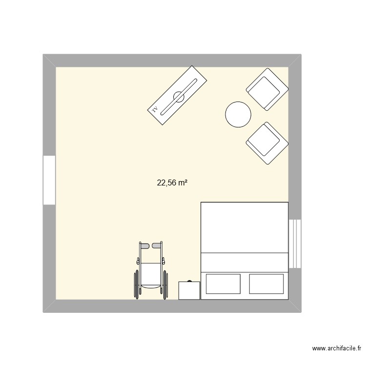 gfrx. Plan de 1 pièce et 23 m2