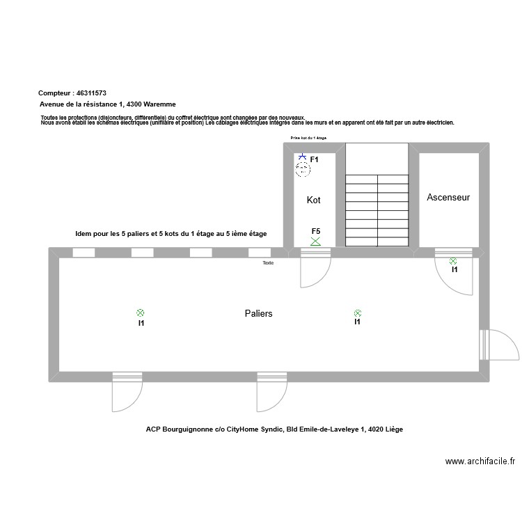 Schéma Pos ACP Bourguignonne. Plan de 2 pièces et 38 m2