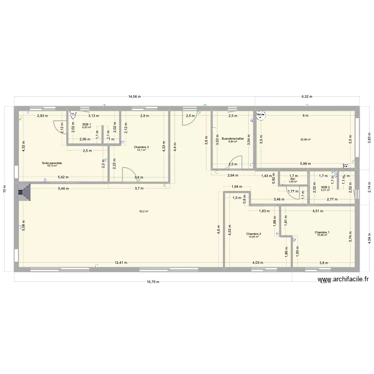 Projet 1 - v2. Plan de 10  et 188 m²