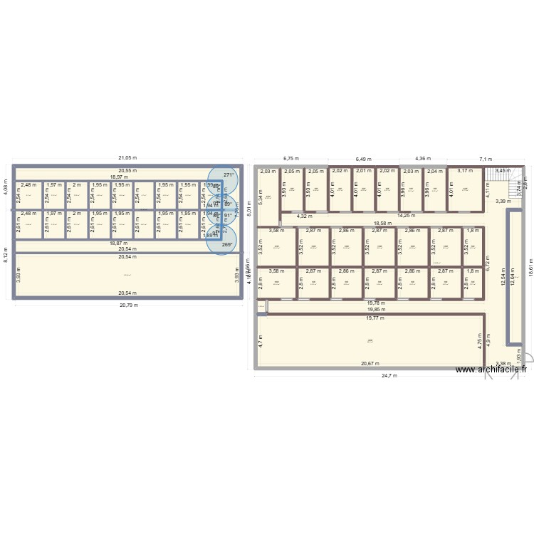 V4 entrepot JRF. Plan de 47 pièces et 639 m2