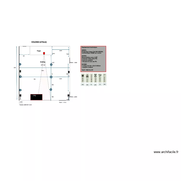 &eacute;quipement  Yotel location. Plan de 