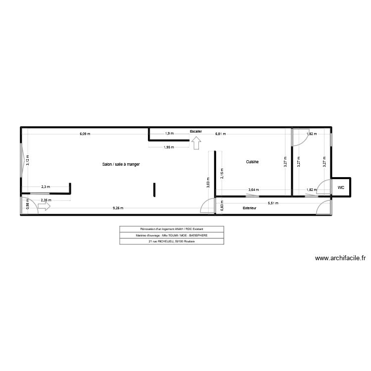 TOUMI RDC EX. Plan de 4  et 61 m²