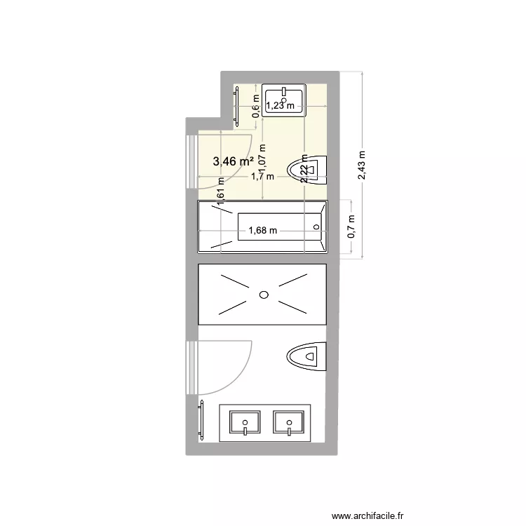 Margueron. Plan de 1  et 3 m²