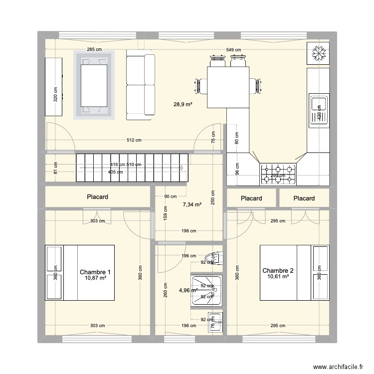 Motte Brulon. Plan de 8 pièces et 66 m2