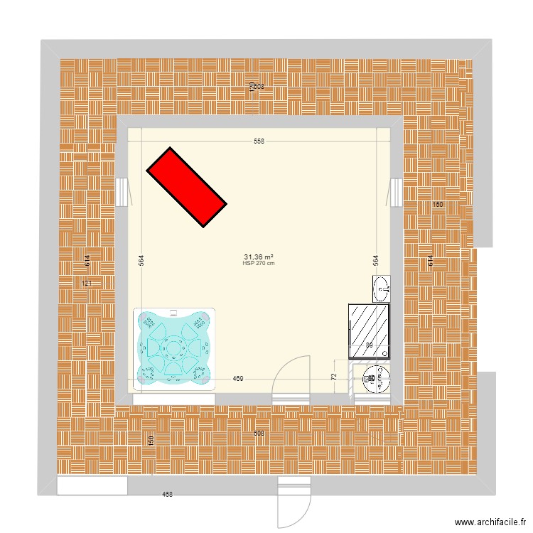 Red Room - Jacuzzi. Plan de 1 pièce et 31 m2