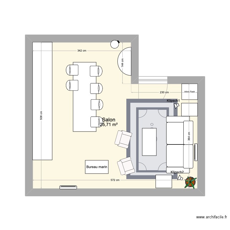 Salon Fives état actuel. Plan de 0 pièce et 0 m2