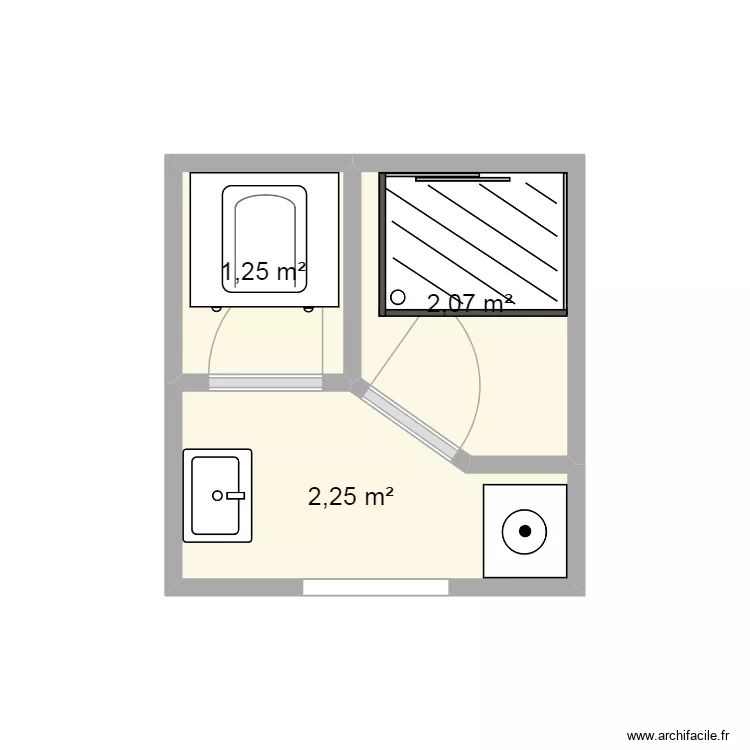 55555. Plan de 3 pièces et 6 m²