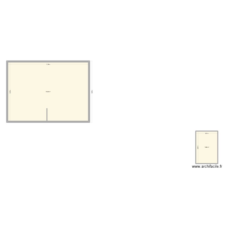 HERY. Plan de 2 pièces et 105 m2