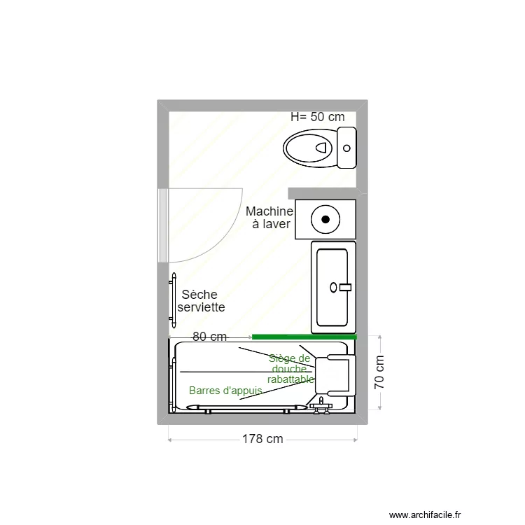 SOBOLEWSKI apr&egrave;s travaux. Plan de 1  et 5 m²