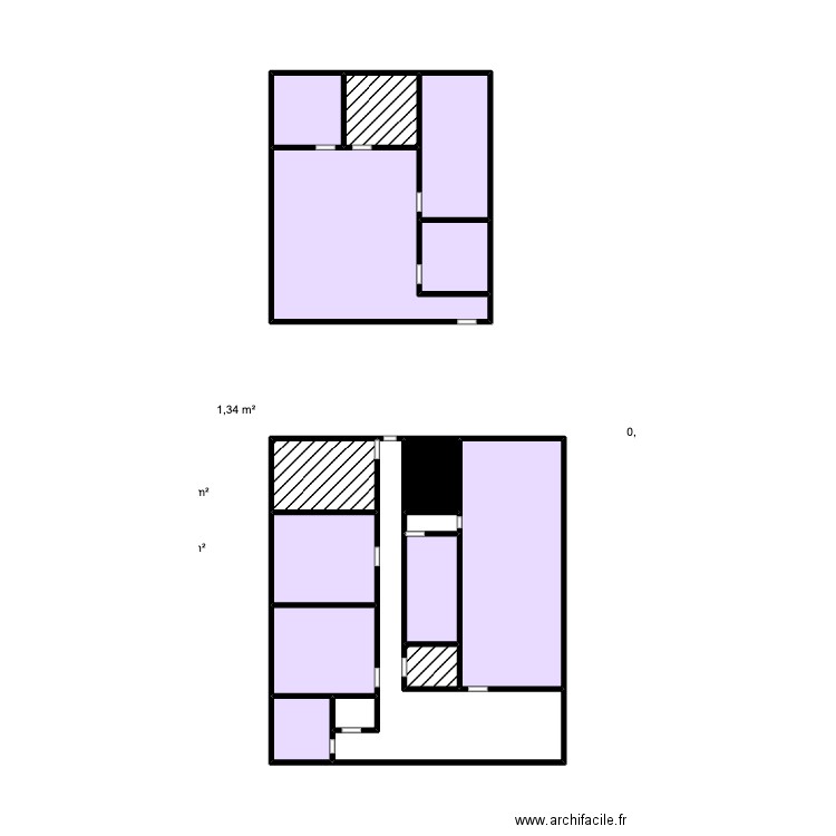 test. Plan de 16 pièces et 26 m2