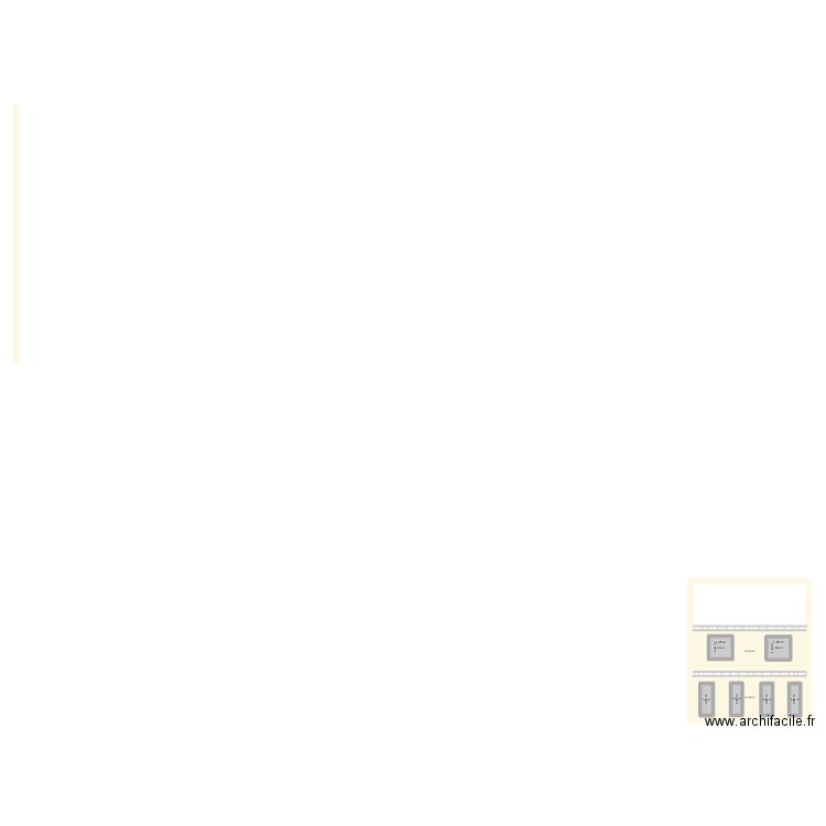 Façade. Plan de 8 pièces et 44 m2