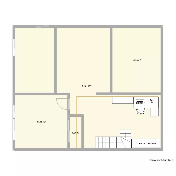 plan Alex. Plan de 4  et 87 m²