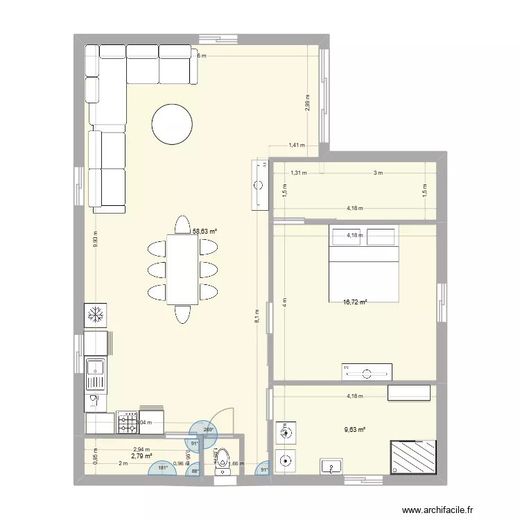 Jessy. Plan de 4  et 88 m²