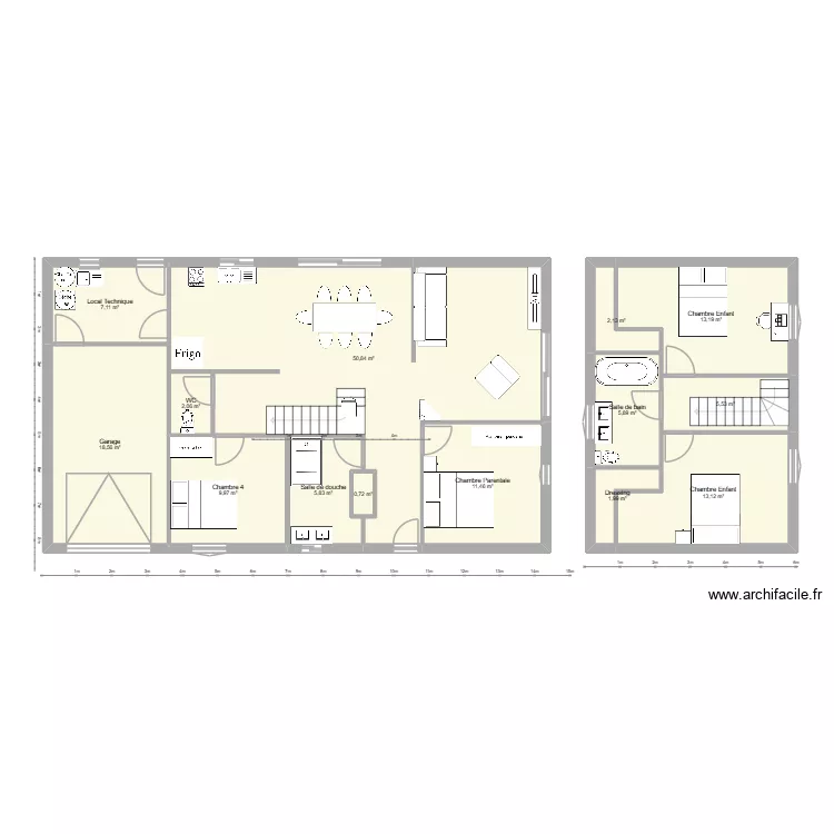 plan a &eacute;tage. Plan de 14  et 148 m²