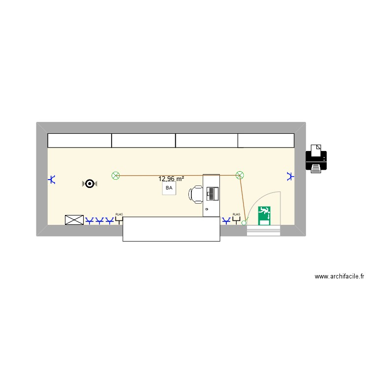 plan. Plan de 1 pièce et 13 m2
