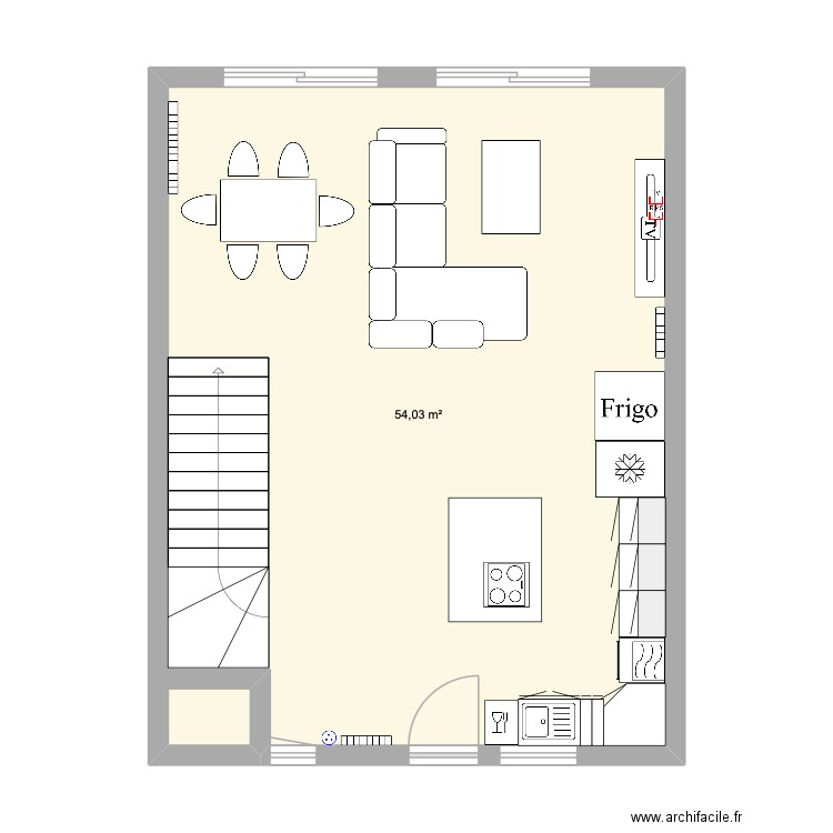 maison steve. Plan de 1 pièce et 54 m2