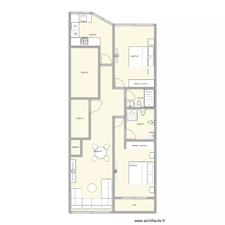 lamia. Plan de 10  et 90 m²