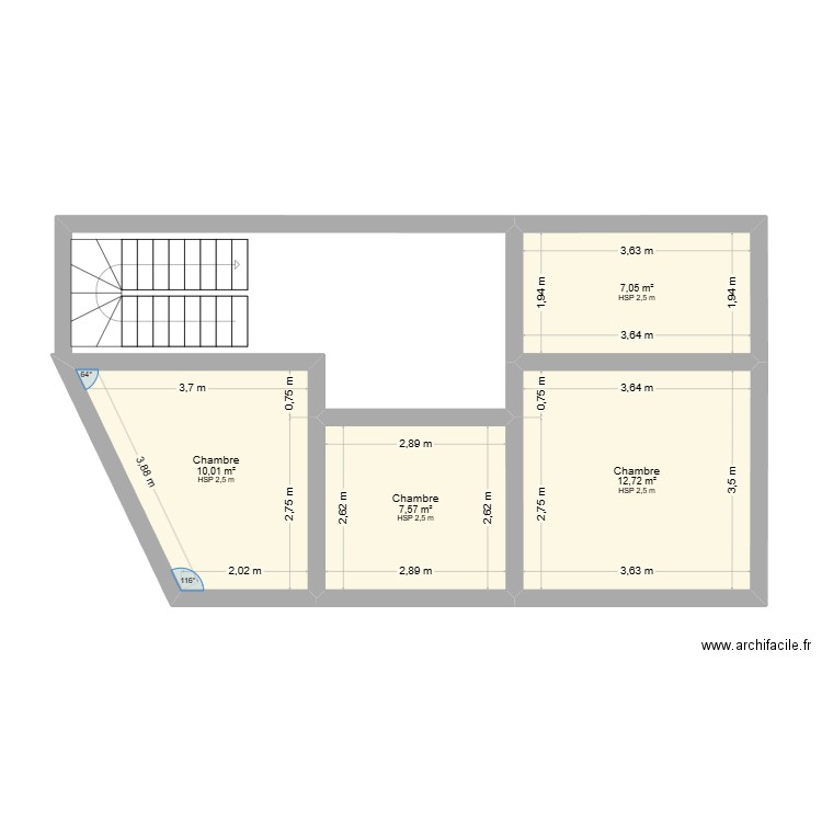 1er etages test. Plan de 4 pièces et 37 m2