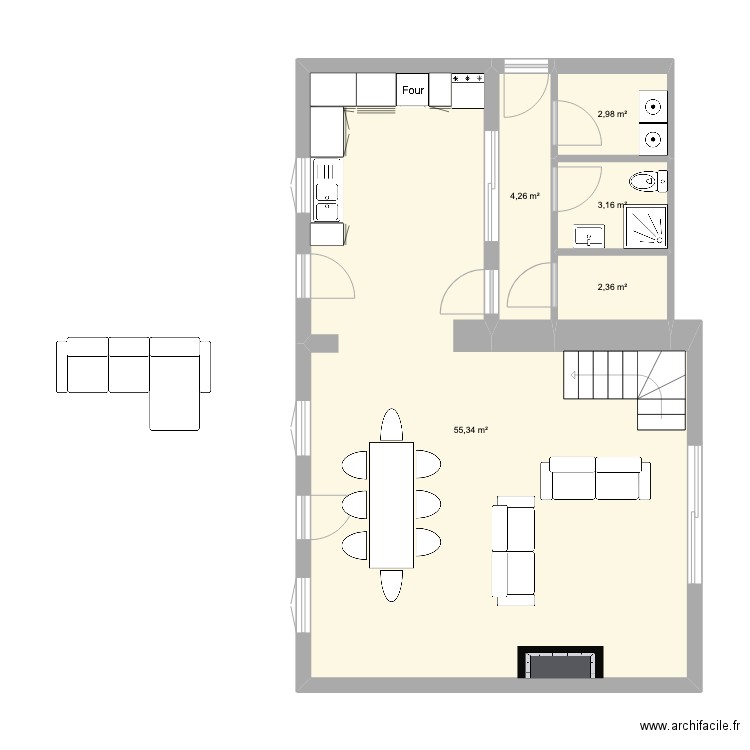 magny cuisine séjour salon. Plan de 0 pièce et 0 m2