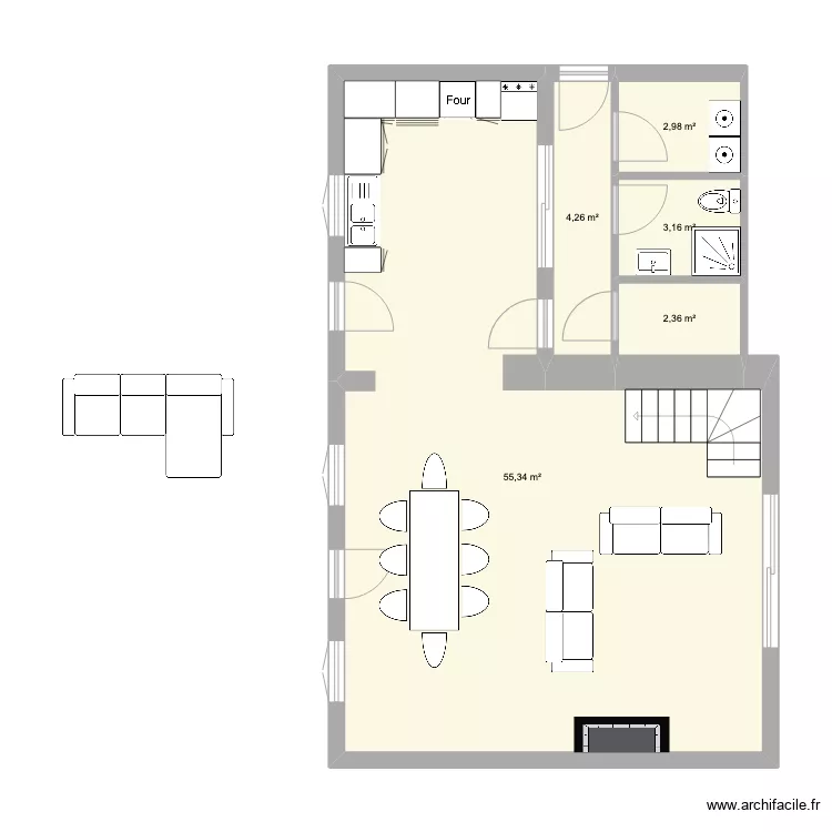 magny cuisine s&eacute;jour salon. Plan de 