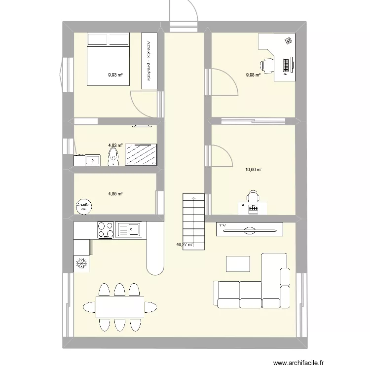 maison tutel. Plan de 6  et 87 m²